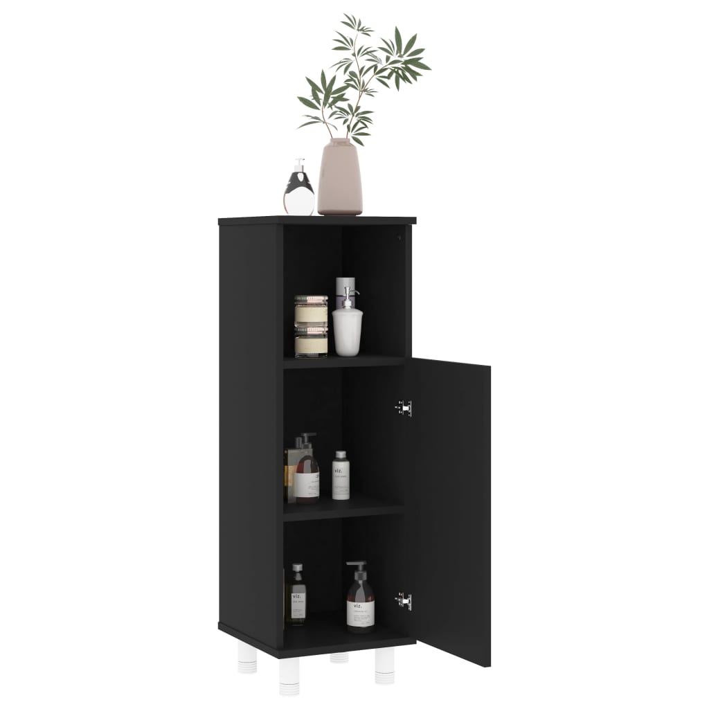 NNEVL Bathroom Cabinet Black 30x30x95 cm Chipboard