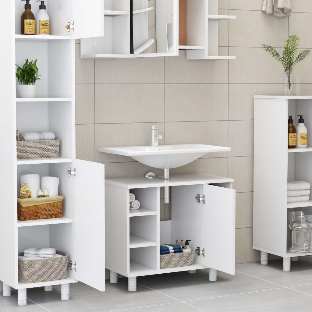 NNEVL Bathroom Cabinet White 60x32x53.5 cm Chipboard