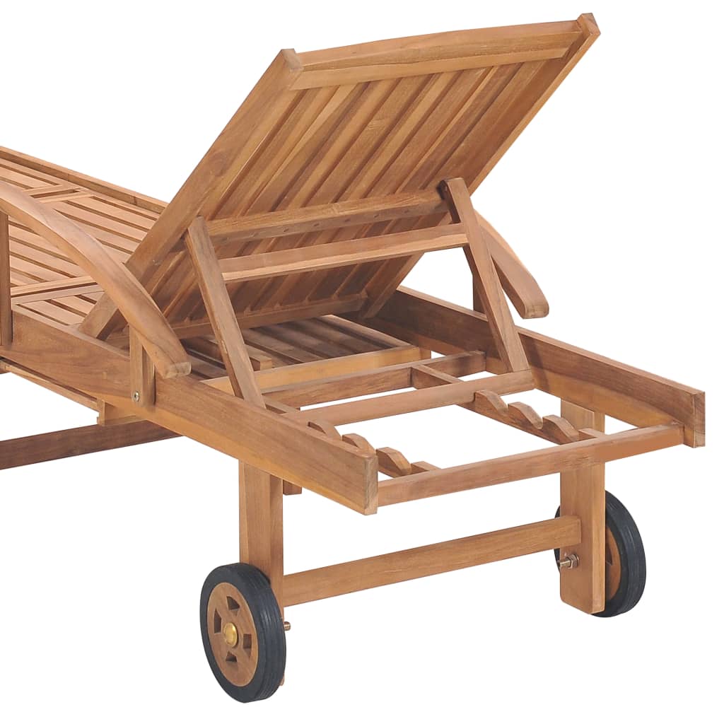 NNEVL Sun Lounger Solid Teak Wood