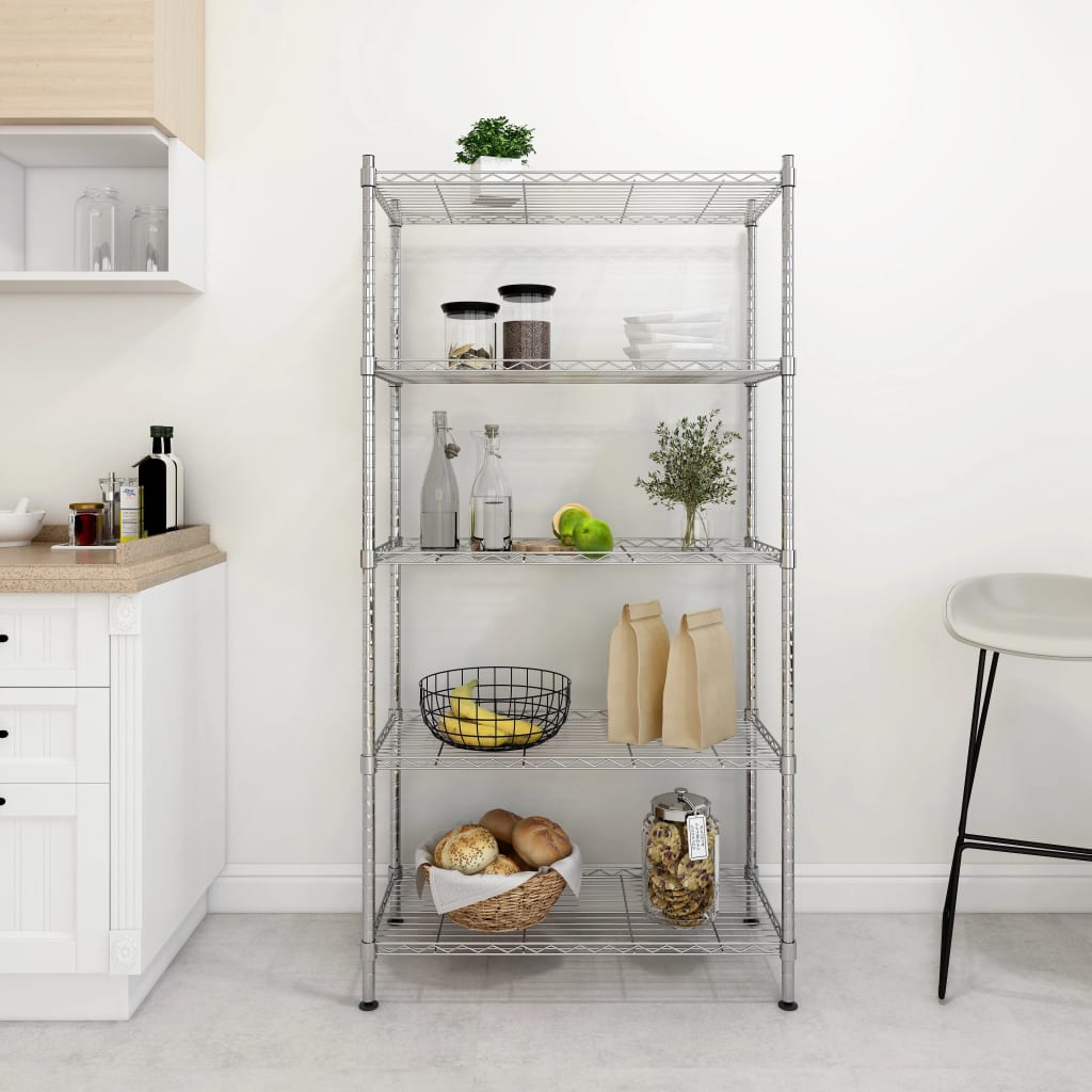 Vidaxl Storage Rack 5-Tier 250 kg 90x35x180 cm Chrome-colored-0