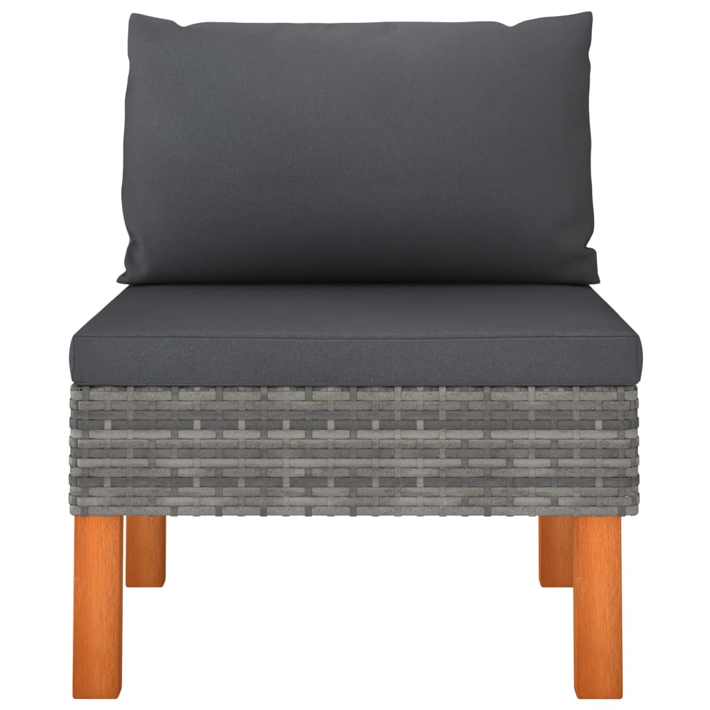 NNEVL Middle Sofas 3 pcs Poly Rattan and Solid Eucalyptus Wood