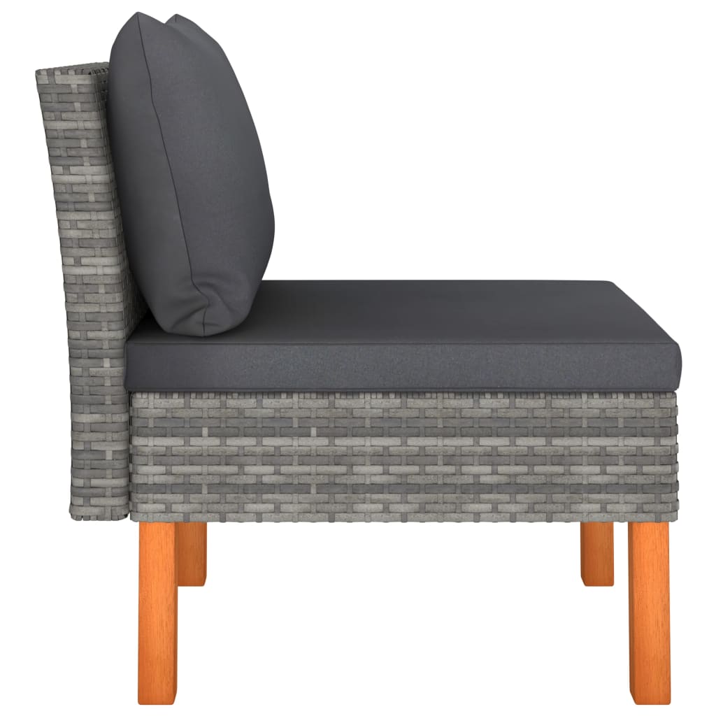 NNEVL Middle Sofas 3 pcs Poly Rattan and Solid Eucalyptus Wood