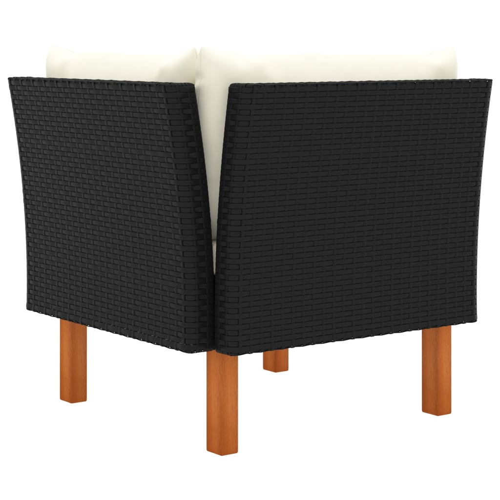 NNEVL Corner Sofas 2 pcs Poly Rattan and Solid Eucalyptus Wood