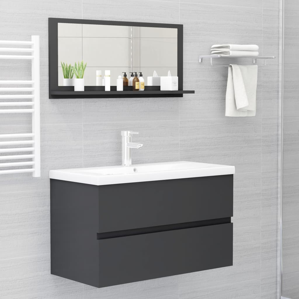 NNEVL Bathroom Mirror Grey 80x10.5x37cm Chipboard
