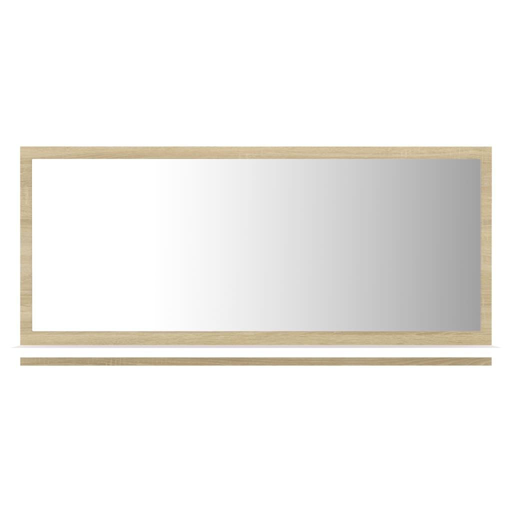 NNEVL Bathroom Mirror White and Sonoma Oak 80x10.5x37cm Chipboard-1