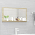 NNEVL Bathroom Mirror White and Sonoma Oak 80x10.5x37cm Chipboard-0