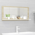 NNEVL Bathroom Mirror White and Sonoma Oak 90cm Chipboard