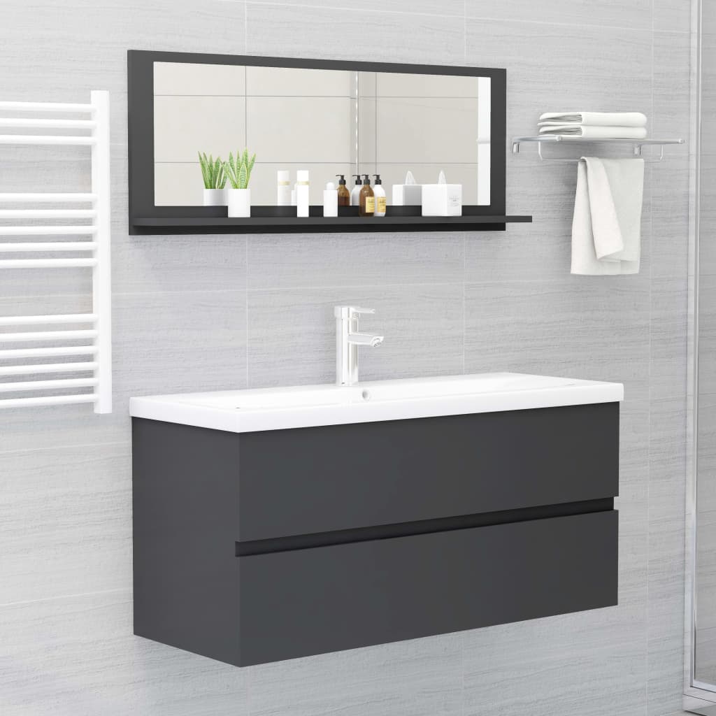 NNEVL Bathroom Mirror Grey 100cm Chipboard