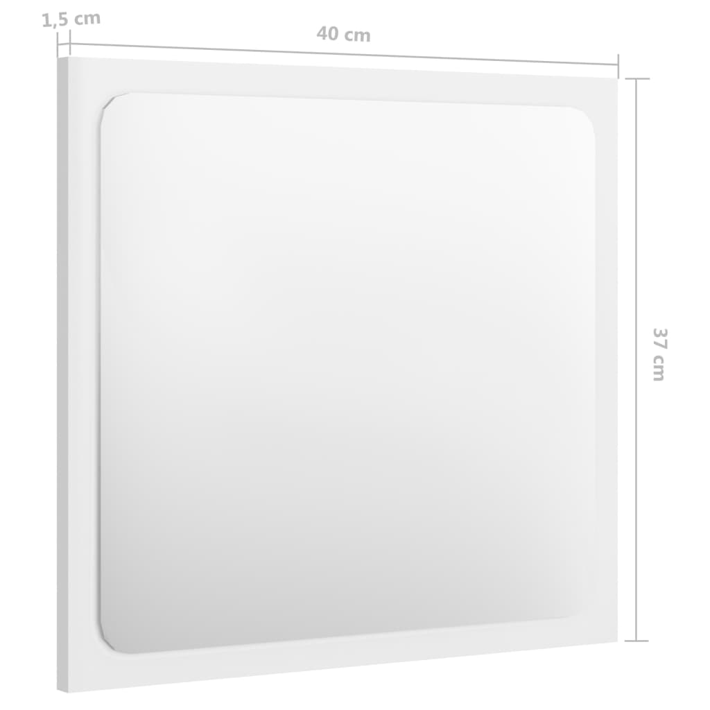 NNEVL Bathroom Mirror High Gloss White 40x1.5x37 cm Chipboard