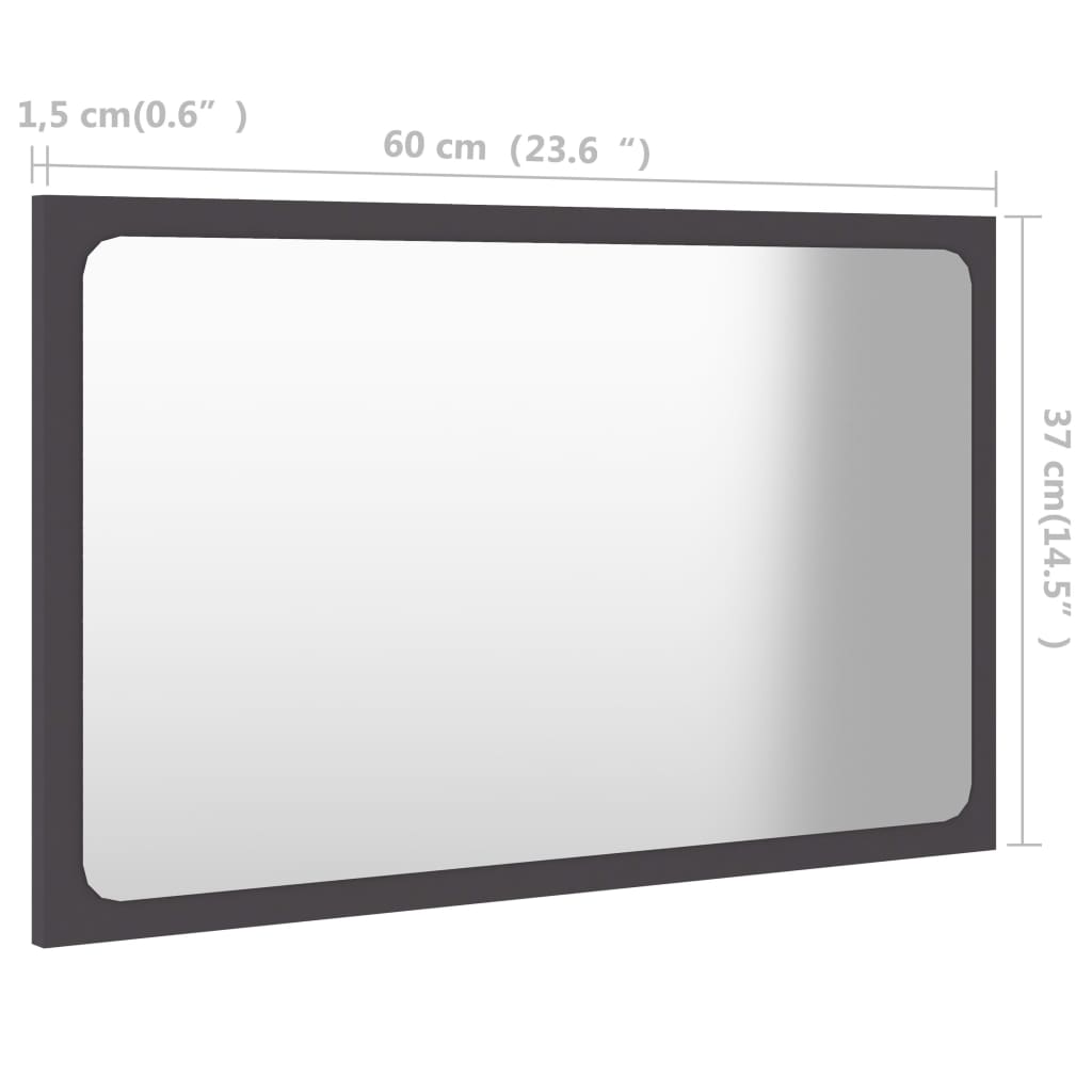 NNEVL Bathroom Mirror Grey 60x1.5x37 cm Chipboard
