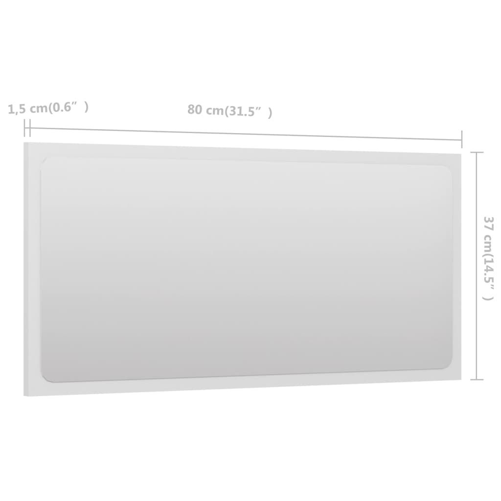 NNEVL Bathroom Mirror White 80x1.5x37 cm Chipboard