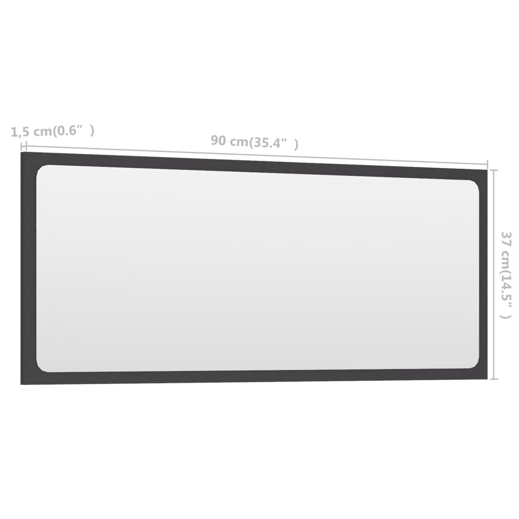 NNEVL Bathroom Mirror Grey 90x1.5x37 cm Chipboard