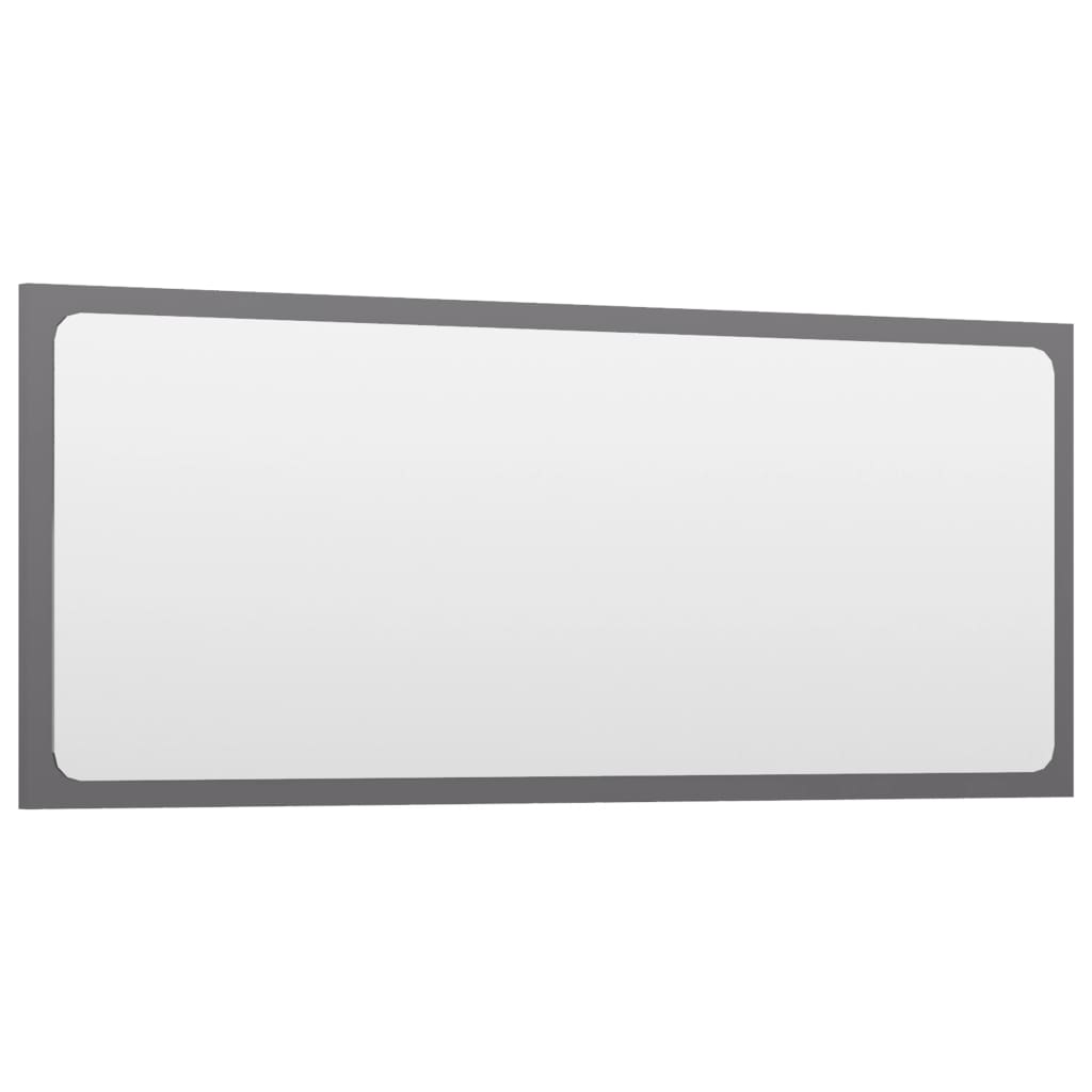 NNEVL Bathroom Mirror High Gloss Grey 90x1.5x37 cm Chipboard