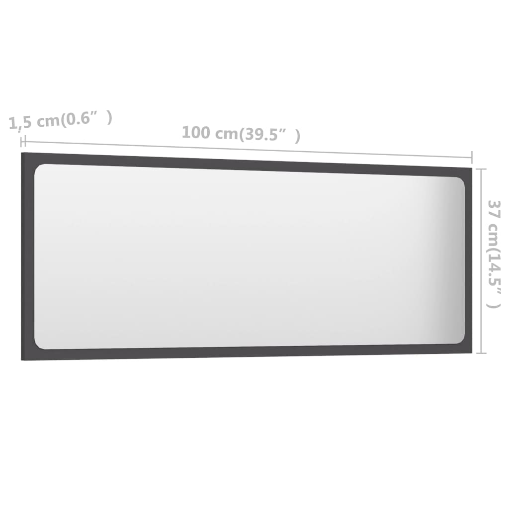 NNEVL Bathroom Mirror Grey 100x1.5x37 cm Chipboard