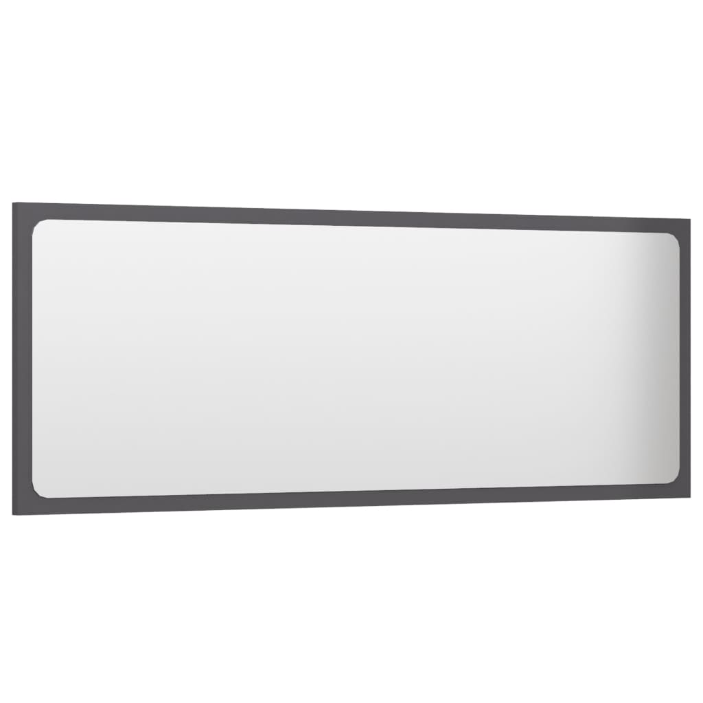 NNEVL Bathroom Mirror High Gloss Grey 100x1.5x37 cm Chipboard