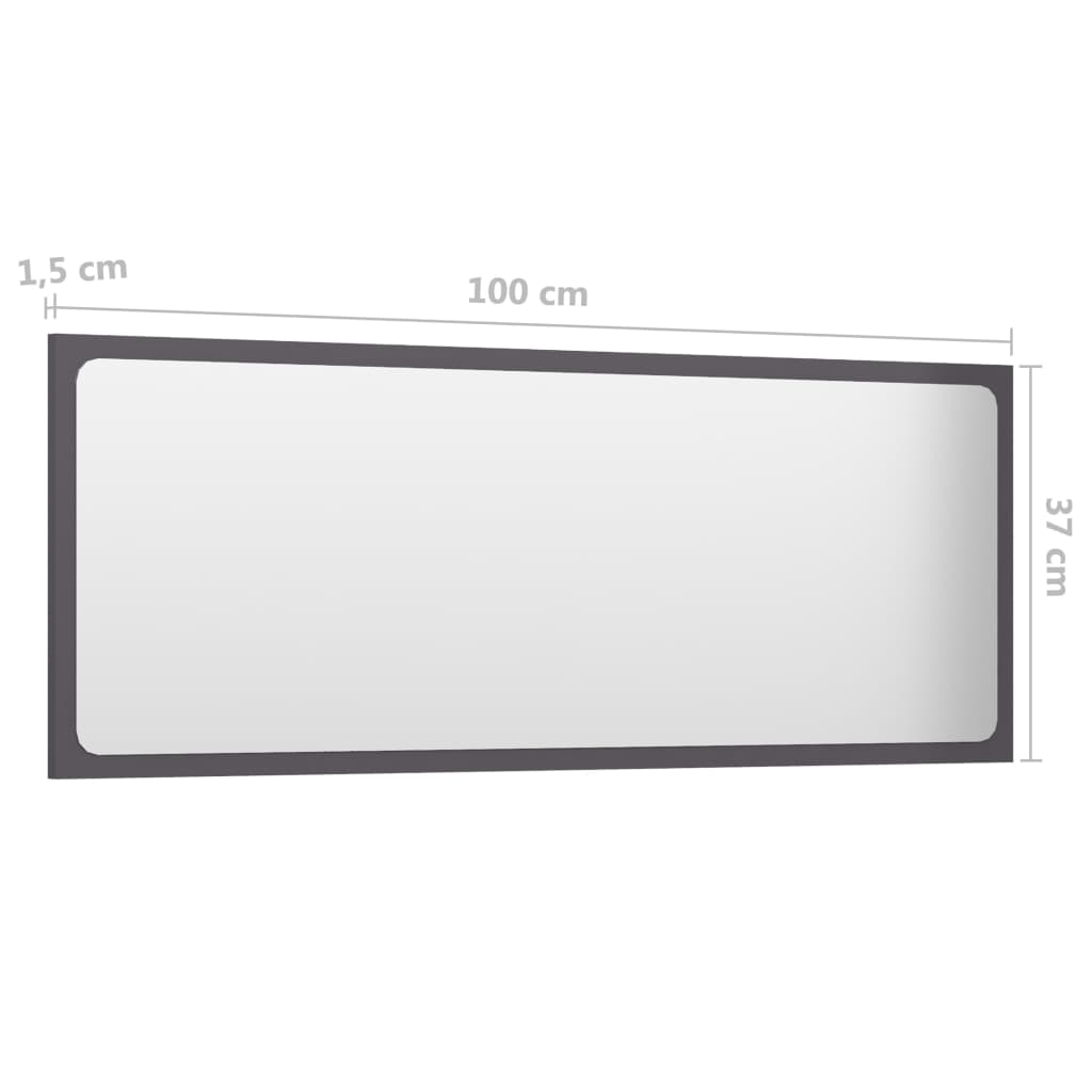 NNEVL Bathroom Mirror High Gloss Grey 100x1.5x37 cm Chipboard