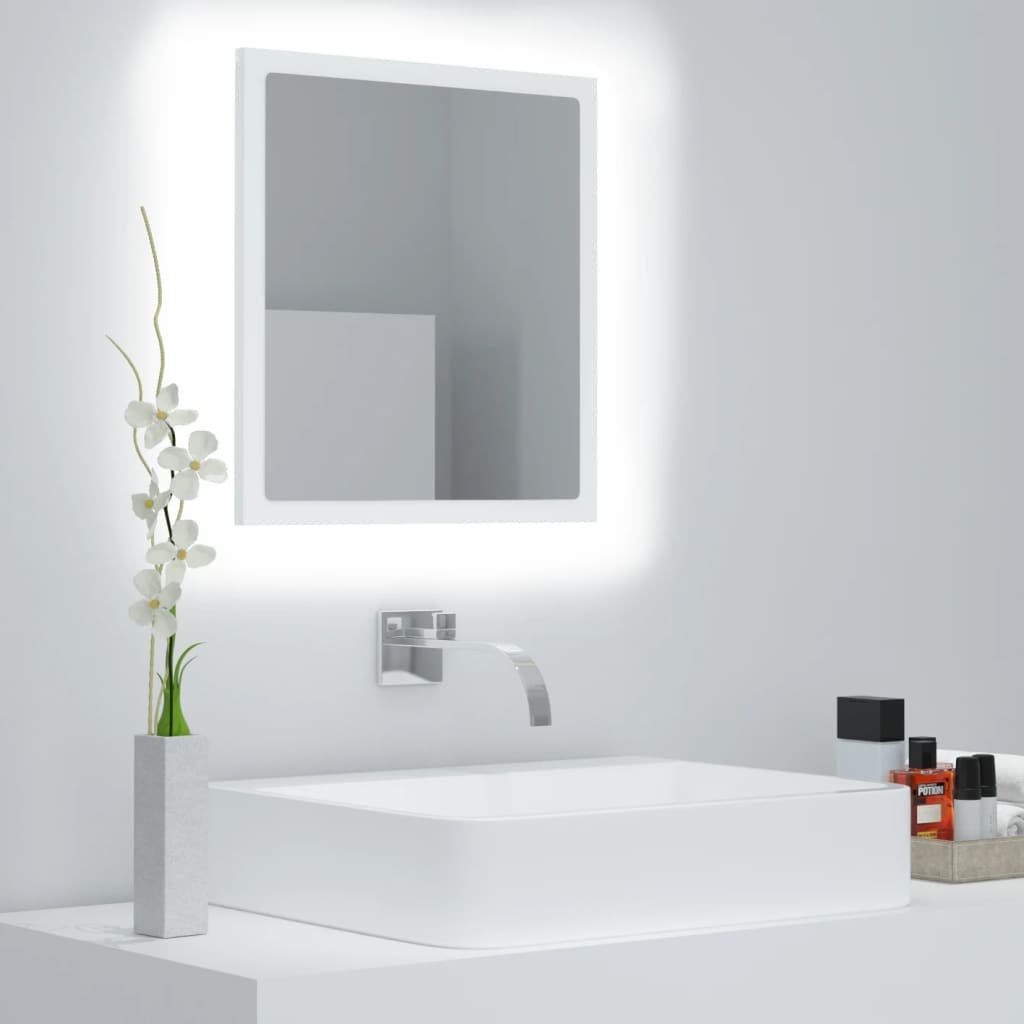NNEVL LED Bathroom Mirror White 40x8.5x37 cm Chipboard