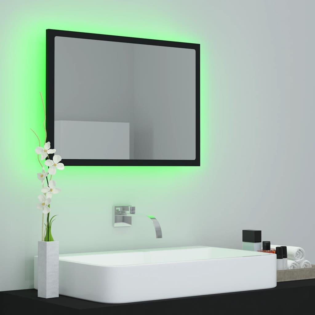 NNEVL LED Bathroom Mirror Black 60x8.5x37 cm Chipboard