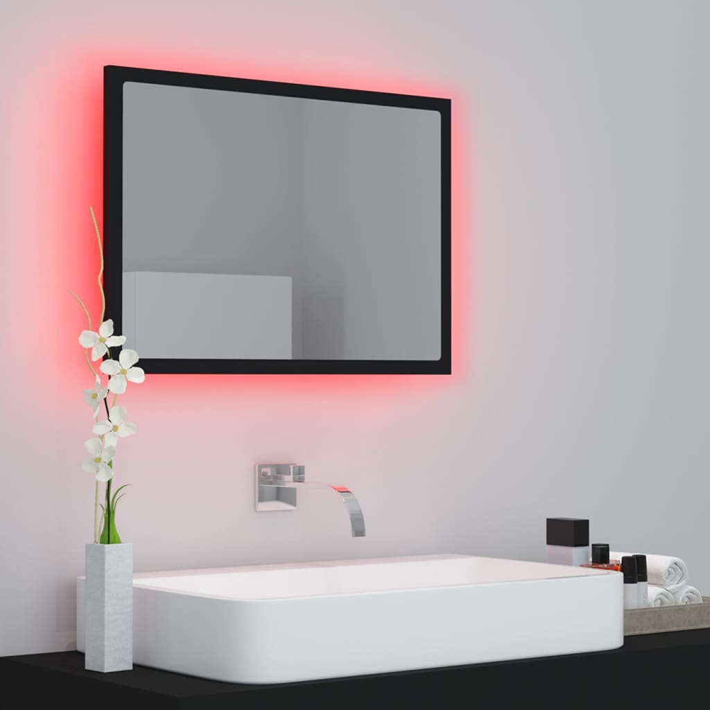 NNEVL LED Bathroom Mirror Black 60x8.5x37 cm Chipboard