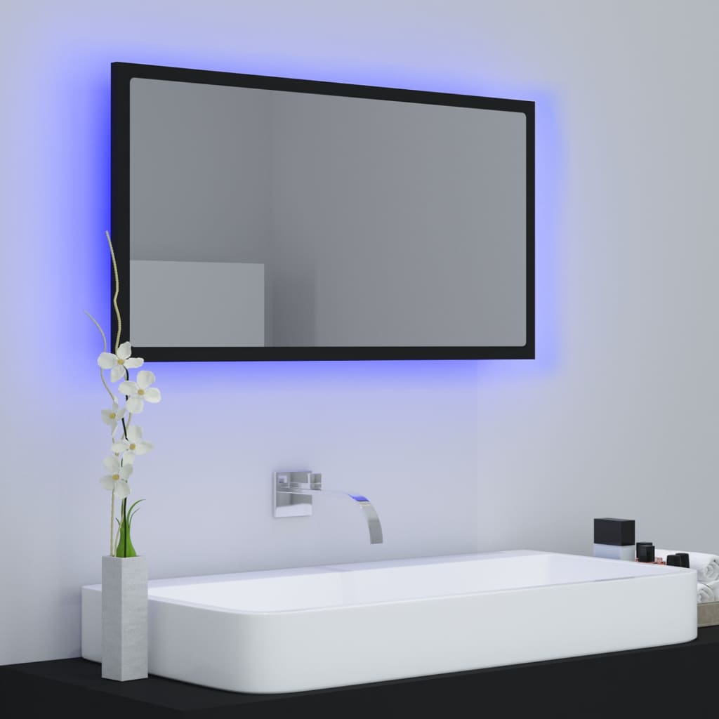 NNEVL LED Bathroom Mirror Black 80x8.5x37 cm Chipboard