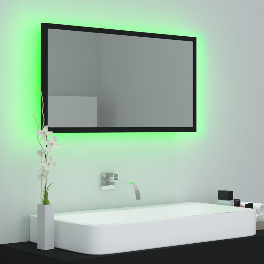 NNEVL LED Bathroom Mirror Black 80x8.5x37 cm Chipboard