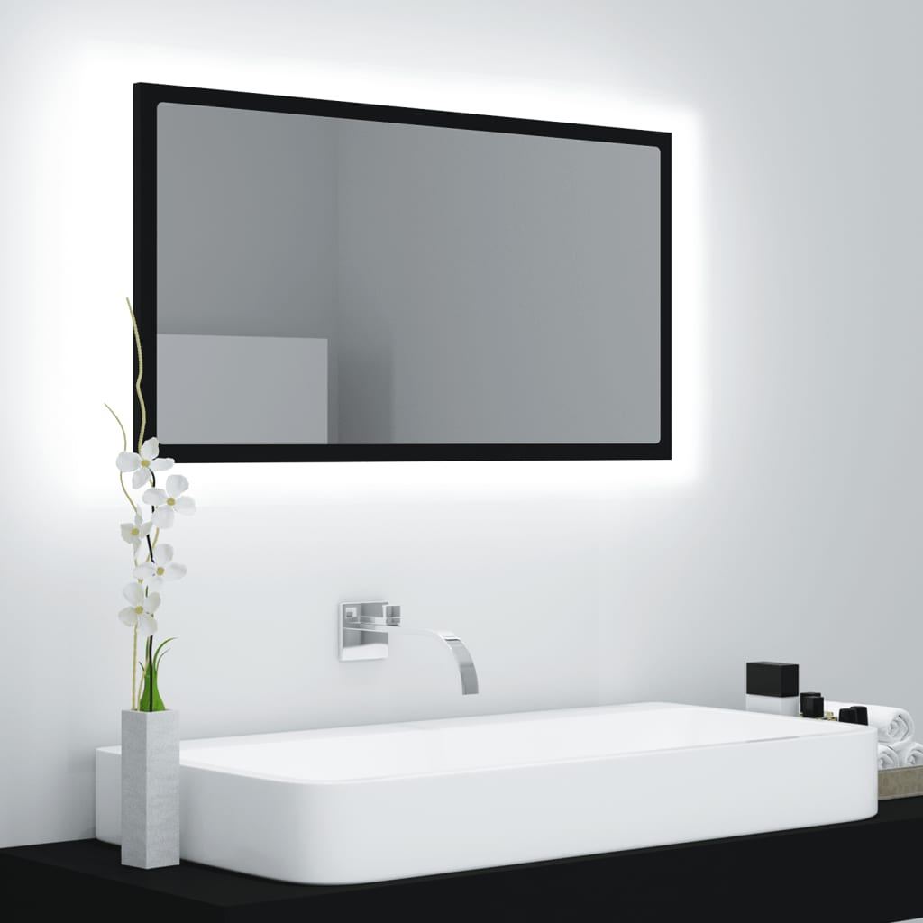 NNEVL LED Bathroom Mirror Black 80x8.5x37 cm Chipboard