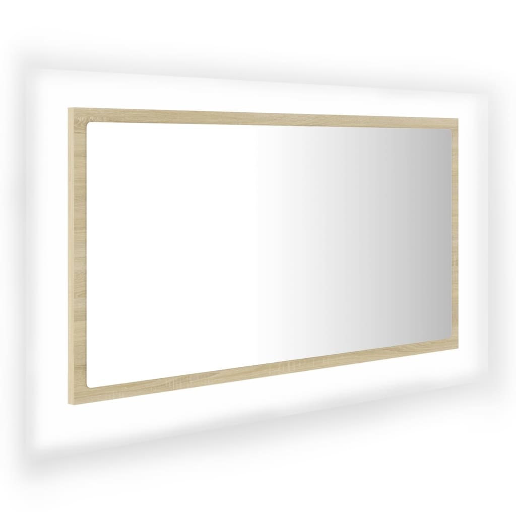 NNEVL LED Bathroom Mirror Sonoma Oak 80x8.5x37 cm Chipboard