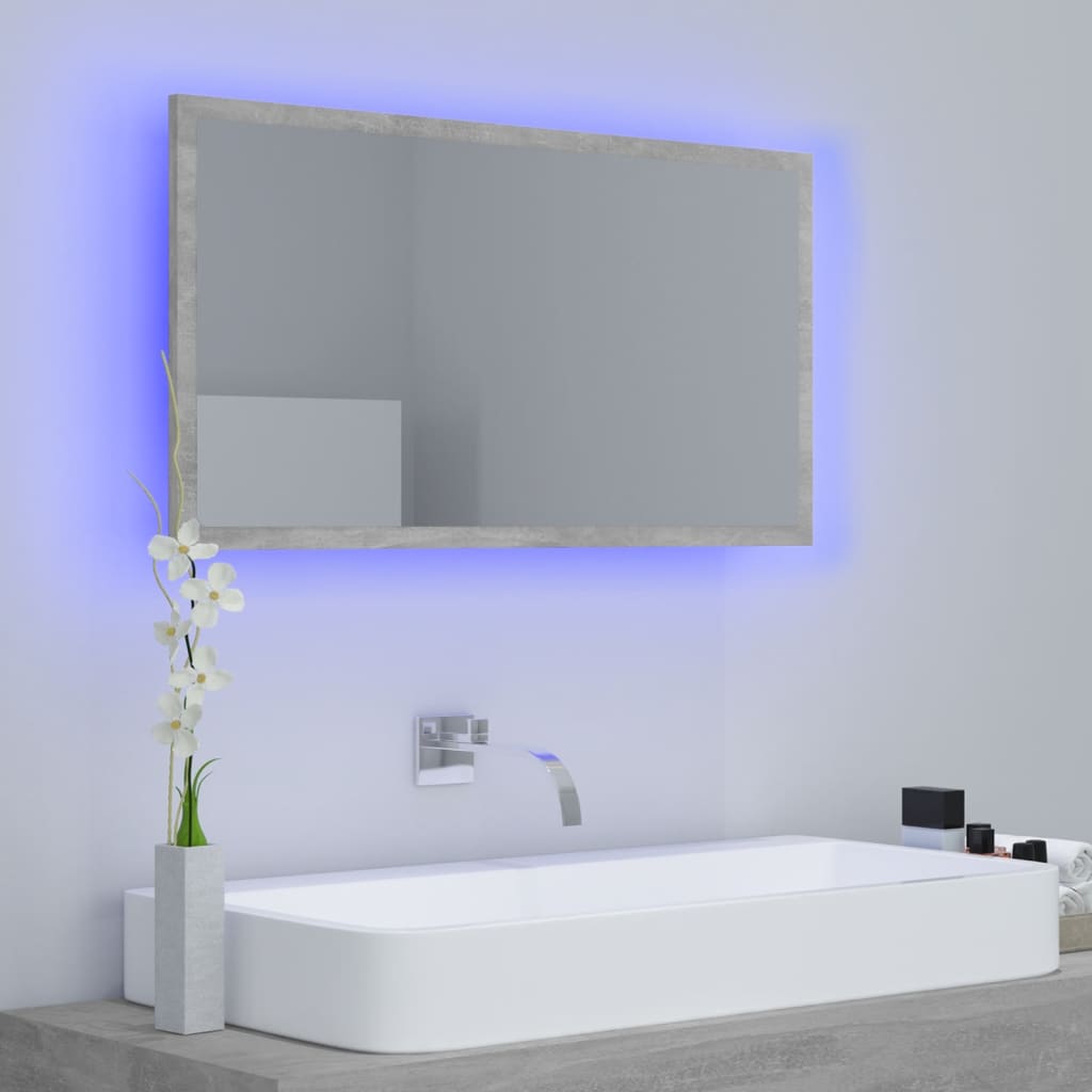 NNEVL LED Bathroom Mirror Concrete Grey 80x8.5x37 cm Chipboard