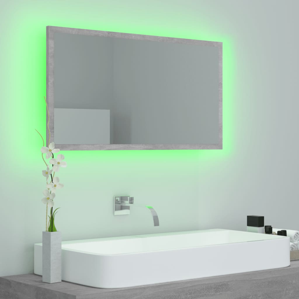 NNEVL LED Bathroom Mirror Concrete Grey 80x8.5x37 cm Chipboard