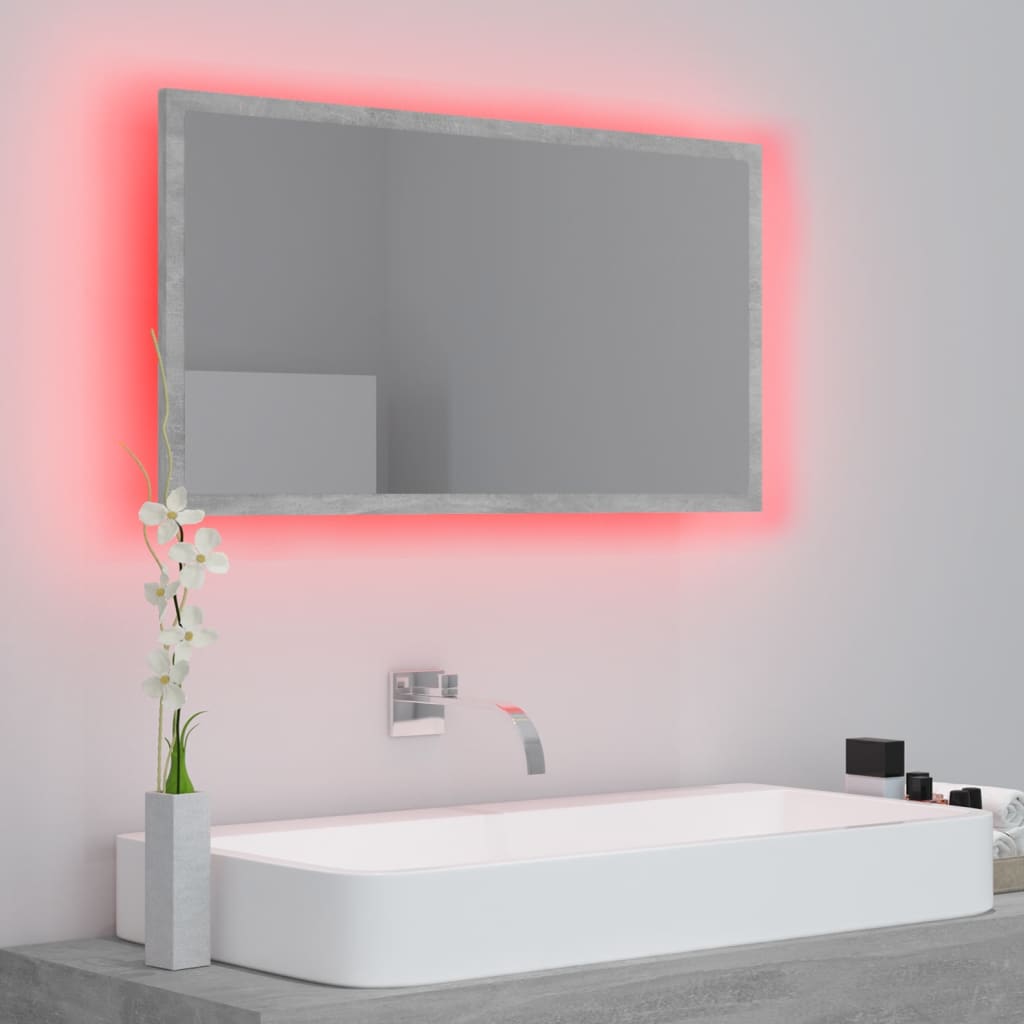 NNEVL LED Bathroom Mirror Concrete Grey 80x8.5x37 cm Chipboard