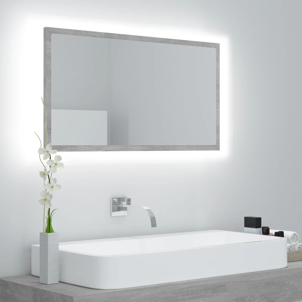 NNEVL LED Bathroom Mirror Concrete Grey 80x8.5x37 cm Chipboard