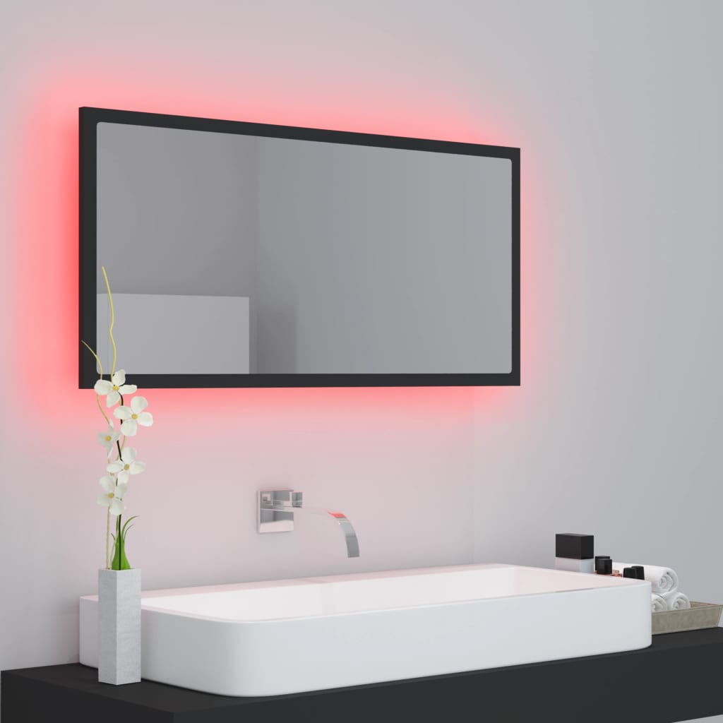 NNEVL LED Bathroom Mirror Grey 90x8.5x37 cm Chipboard