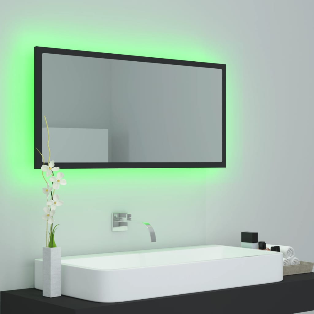 NNEVL LED Bathroom Mirror Grey 90x8.5x37 cm Chipboard