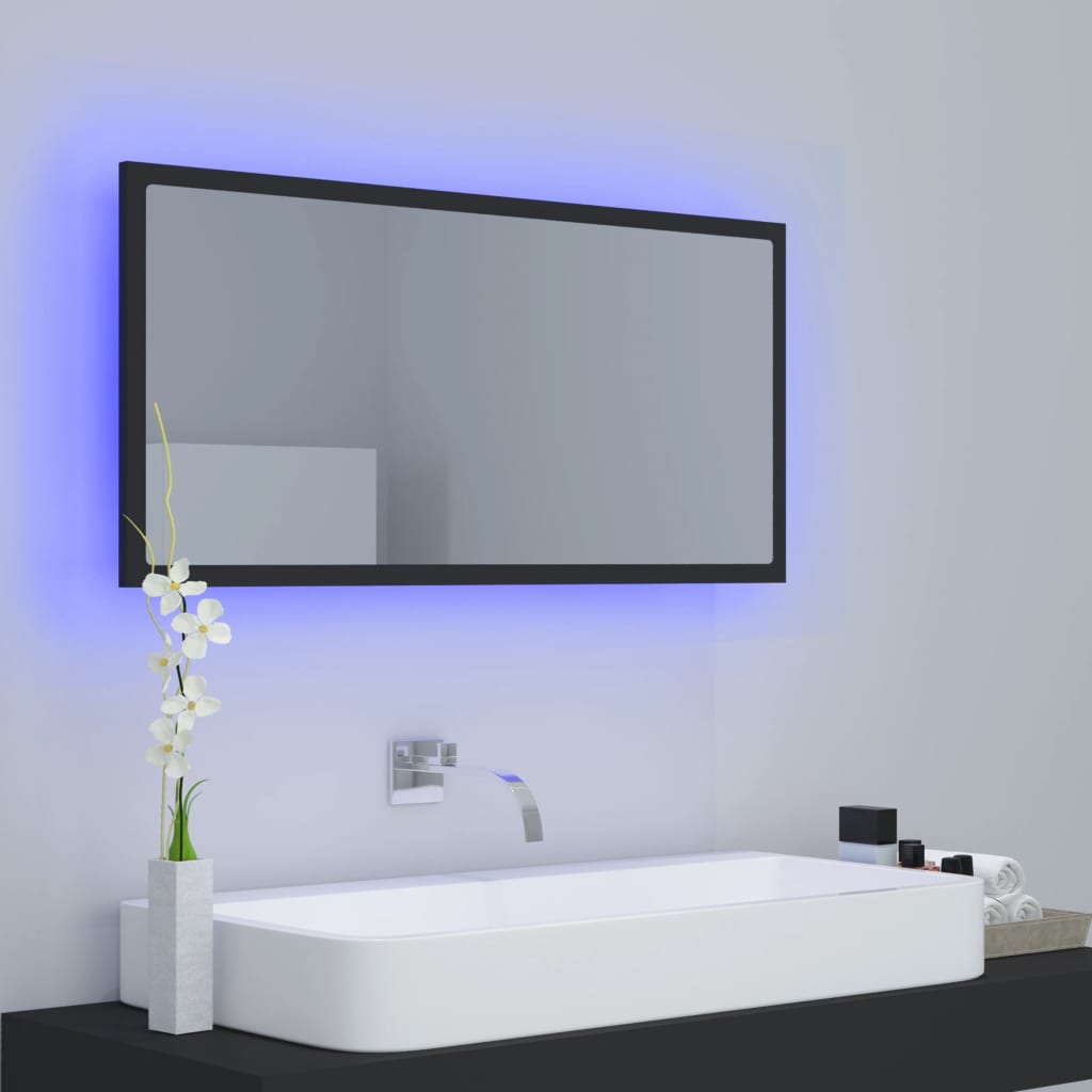 NNEVL LED Bathroom Mirror Grey 90x8.5x37 cm Chipboard