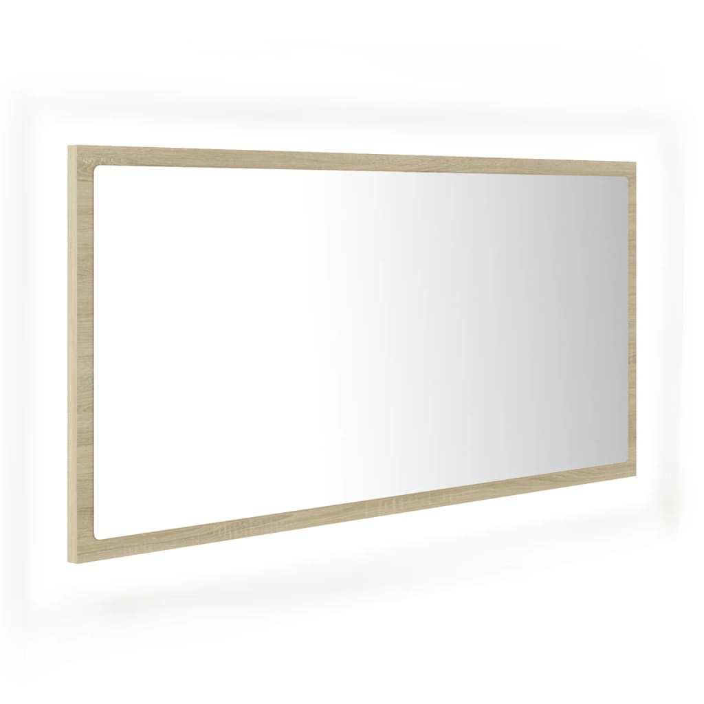 NNEVL LED Bathroom Mirror Sonoma Oak 90x8.5x37 cm Chipboard