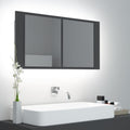 NNEVL LED Bathroom Mirror Cabinet Grey 90x12x45 cm