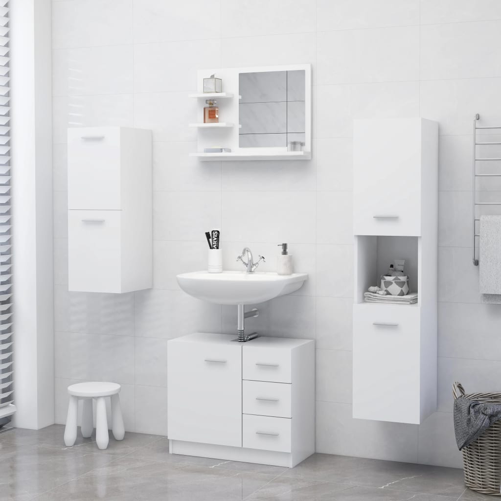NNEVL Bathroom Mirror White 60x10.5x45 cm Chipboard