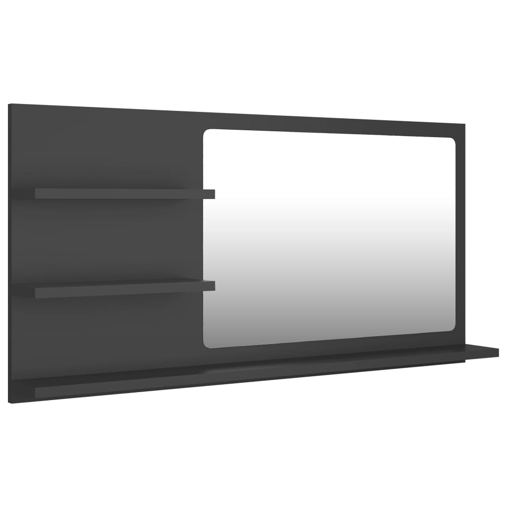 NNEVL Bathroom Mirror Grey 90x10.5x45 cm Chipboard