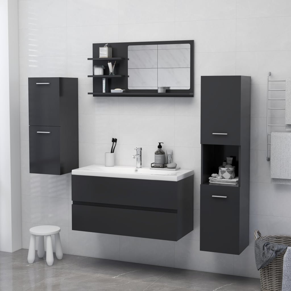 NNEVL Bathroom Mirror Grey 90x10.5x45 cm Chipboard