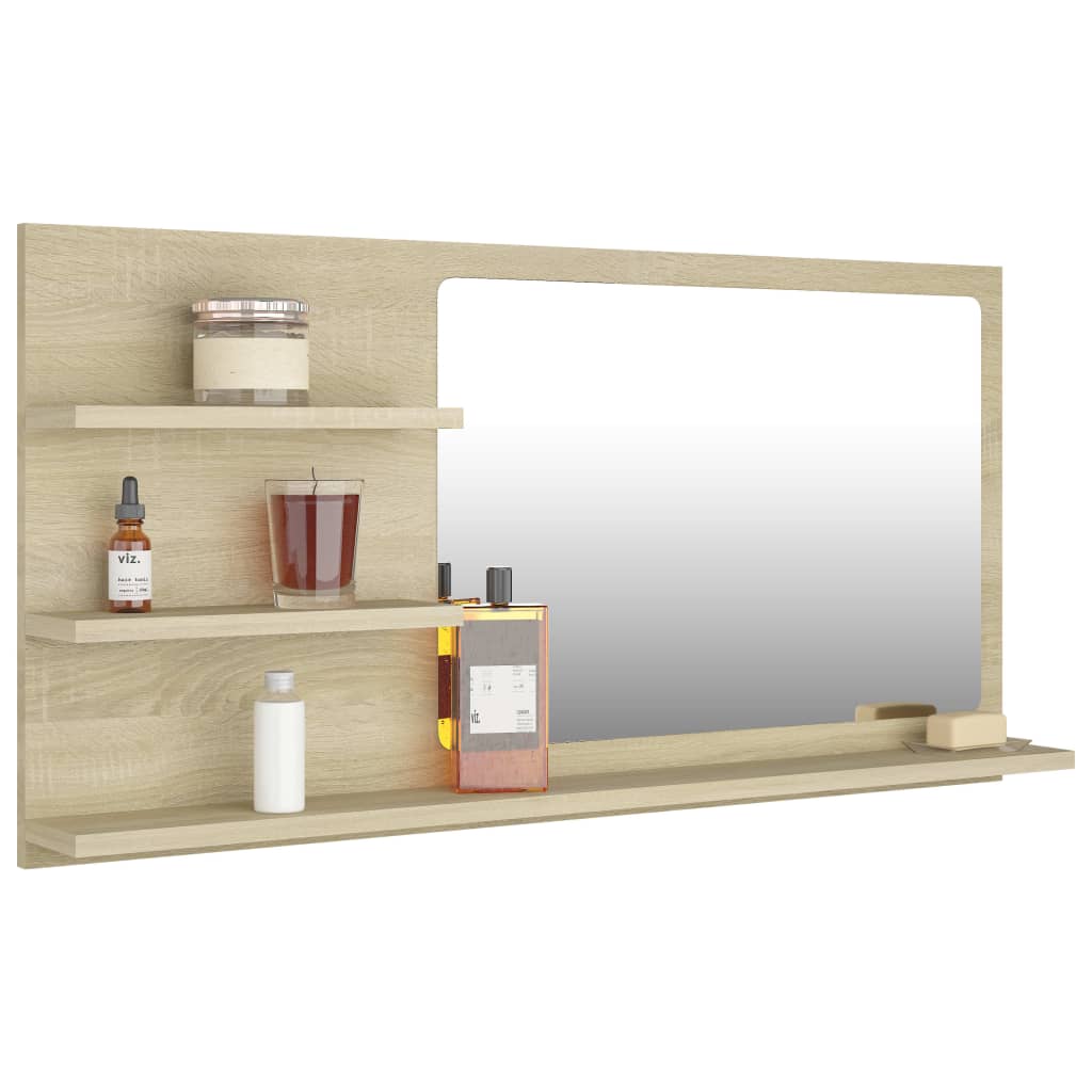 NNEVL Bathroom Mirror Sonoma Oak 90x10.5x45 cm Chipboard