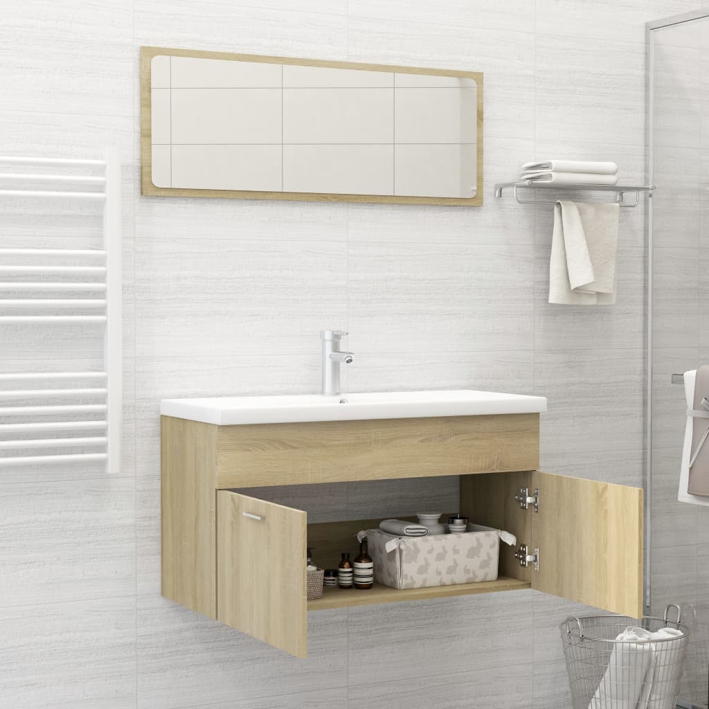 NNEVL 2 Piece Bathroom Furniture Set Sonoma Oak Chipboard