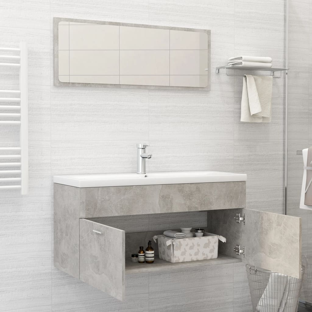 NNEVL 2 Piece Bathroom Furniture Set Concrete Grey Chipboard