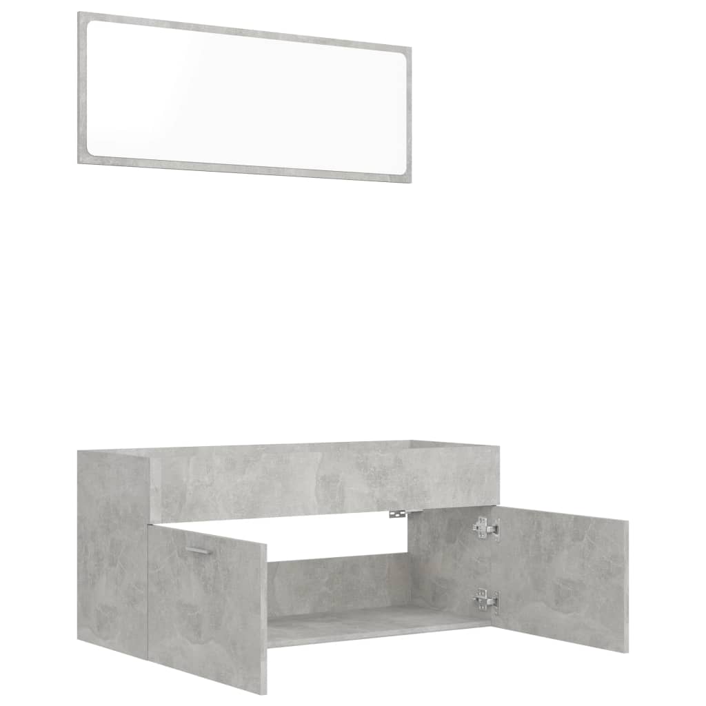NNEVL 2 Piece Bathroom Furniture Set Concrete Grey Chipboard