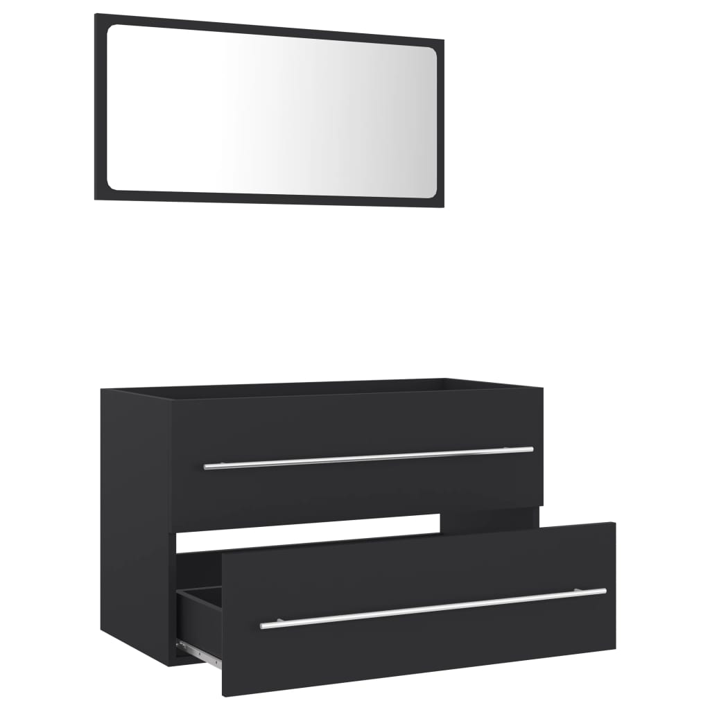 NNEVL 2 Piece Bathroom Furniture Set Grey Chipboard