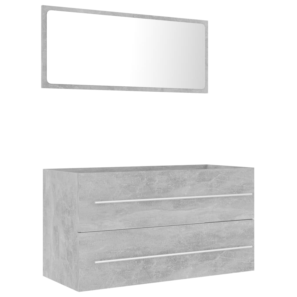 NNEVL 2 Piece Bathroom Furniture Set Concrete Grey Chipboard
