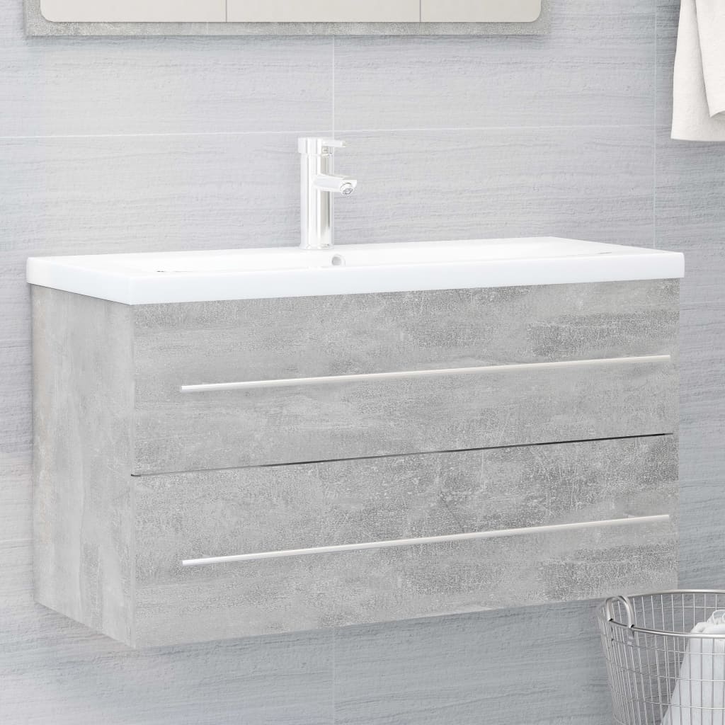 NNEVL 2 Piece Bathroom Furniture Set Concrete Grey Chipboard