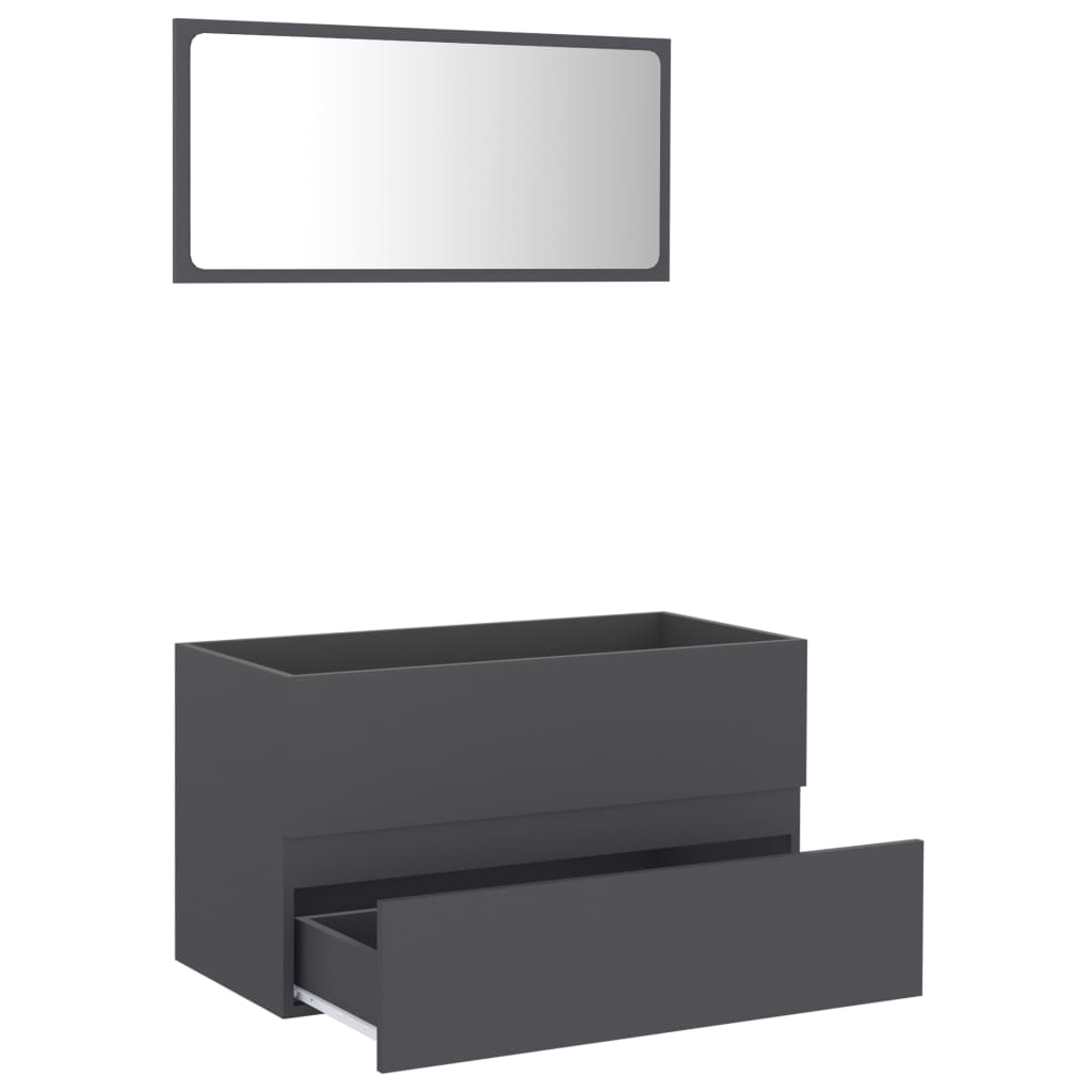 NNEVL 2 Piece Bathroom Furniture Set Grey Chipboard