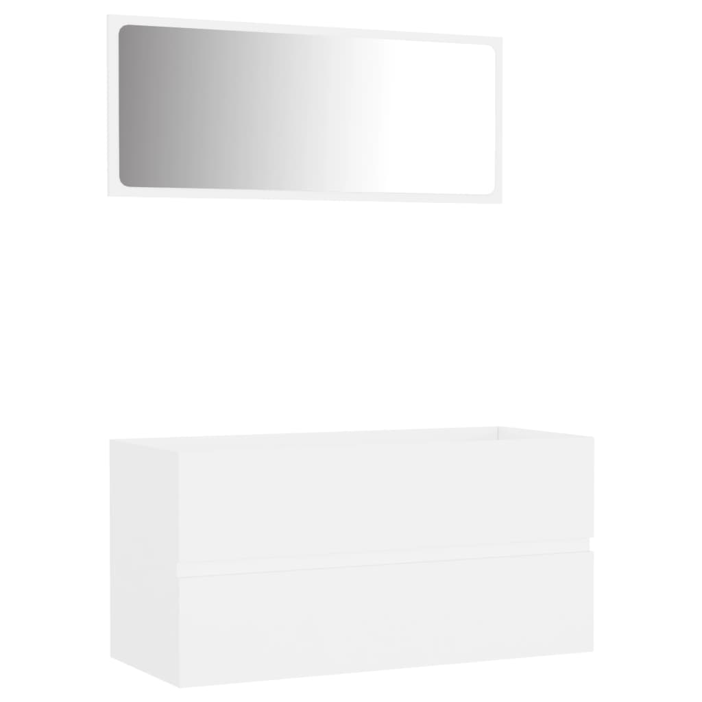 NNEVL 2 Piece Bathroom Furniture Set White Engineered Wood