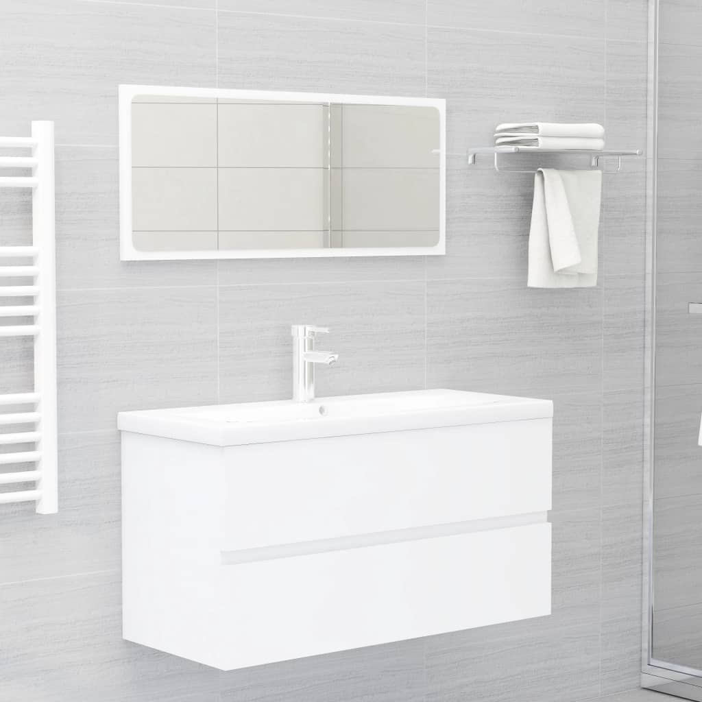 NNEVL 2 Piece Bathroom Furniture Set White Engineered Wood