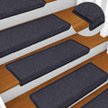 Vidaxl stair mats 15 pcs 65x21x4 cm dark gray and blue with rectangular edge-0